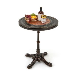 Mesa de jantar redonda - helloshop26 - 60,5 x 73 cm - alumínio fundido - re