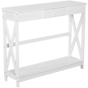 Mesa de consola 100cmx30cmx81cm mdf color blanco Homcom, casa - mesas