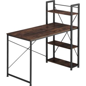 Escritorio estilo industrial 3 prateleiras 122x61x120 cm madeira oscura