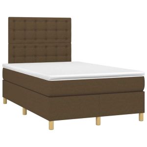 vidaXL cama box spring con colchón tela marrón oscuro 120x190 cm