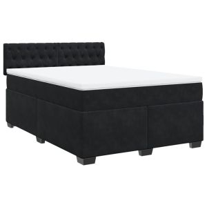 vidaXL cama box spring con colchón terciopelo negro 160x200 cm