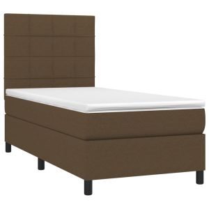 vidaXL cama box spring con colchón tela marrón oscuro 100x200 cm