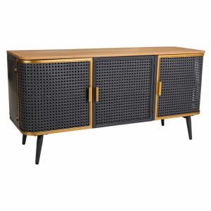 Aparador de metal e madeira com 3 portas, multicolorido, medidas 38x118x59c