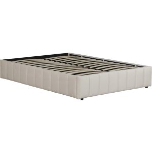 Cama de casal em veludo com baú <<meribel>> - bege - 140 x 190 cm