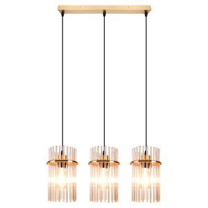 Nettlife candeeiro pendente de 3 luzes amarelo / dourado 5x48 cm