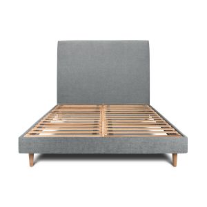 Cama de 135x190 cm com cabeceira estofada - tecido tela fosca - cinzento an
