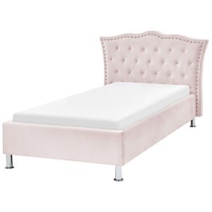 Cama veludo metz 90 x 200 cm rosa pastel