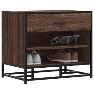 Banco calçado carvalho castanho 60x40x53,5 cm madeira e metal wf360266
