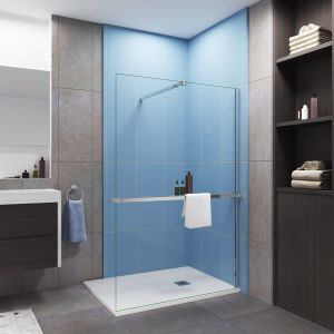 Painel de duche fixo com prateleira-140x200cm-vidro 8mm-barra 73-120