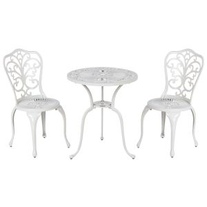 Conjunto bistro triora/dascio metal branco creme
