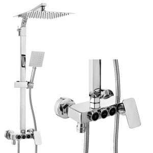 Conjunto de duche com torneira, cromo