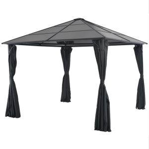 Gazebo com cortinas alumínio 3x3 m preto