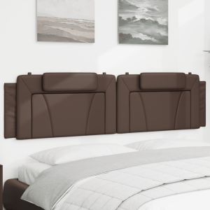 Almofadão de cabeceira 200 cm couro artificial castanho ergft8585