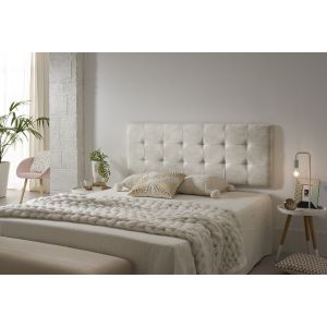 Cabeceira 135 capitonê em tecido anti-nódoas 152x57x5cm branco-creme