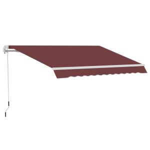 Toldo manual retrátil 350x250x148 cm alumínio, poliéster color rojo