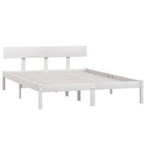 vidaXL estructura de cama doble sin colchón madera maciza blanco