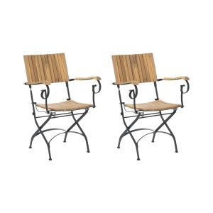 Conjunto de 2 cadeiras de jardim lascari madeira de acácia castanho claro