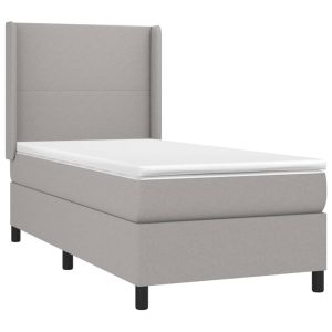 vidaXL cama box spring con colchón tela gris claro 90x200 cm