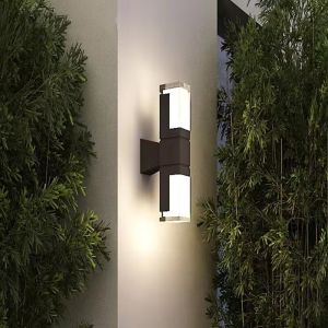Luminária de parede exterior duplo impermeável 14 w 6000 k branco