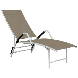 vidaXL tumbona de textilene y aluminio gris taupé