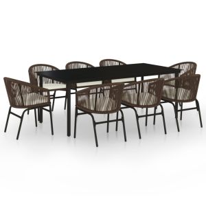 vidaXL juego de comedor de jardín 9 piezas marrón