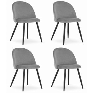 Cadeira valora bello em veludo cinza claro, design moderno (4 unidades)