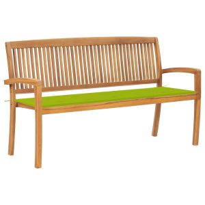 Banco de jardim empilhável vidaxl com almofada, madeira de teca maciça, 159