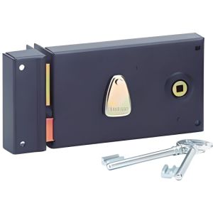 Serratura horizontal preta em epóxi 140x85 mm thirard com cilindro de volta