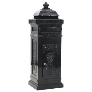 Caixa de correio de pilar de alumínio vintage antirust preto 02_0041554