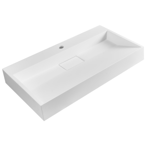 Lavatório suspenso quenko 80 x 46 cm composto mineral branco