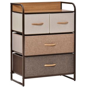 Cómoda de tecido 58x29x78,5 cm linho, metal e mdf multicolor Homcom