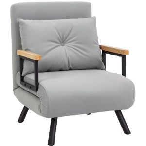 Poltrona 63x73x81 cm poliéster e madeira de borracha color gris Homcom