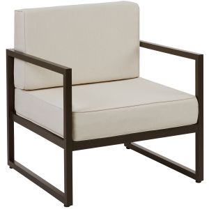 Poltrona de jardín, 1 plaza, tapizado grueso, 74x78x85 cm, castanho/bege