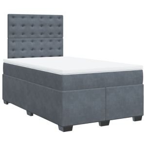vidaXL cama box spring con colchón terciopelo gris oscuro 120x190 cm