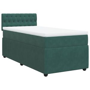 vidaXL cama box spring con colchón terciopelo verde oscuro 100x200 cm