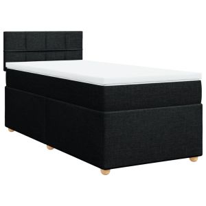 vidaXL cama box spring individual con colchón tela negro