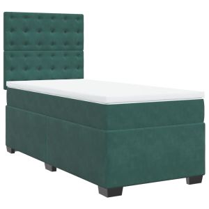 vidaXL cama box spring con colchón terciopelo verde oscuro 80x200 cm