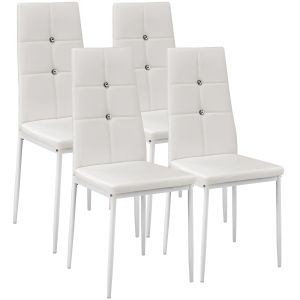 4 cadeiras de sala de jantar estofadas, encosto alto com brillantes branco