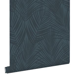 Estahome papel de parede folhas de palmeira azul escuro 53 cm x 10.05 m
