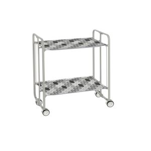 Carrinho de serviço dobrável bauhaus, armação de metal cinza, 2 bandejas