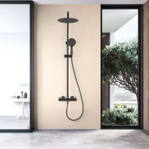 Conjunto duche misturador sky bath preto cristal série promise