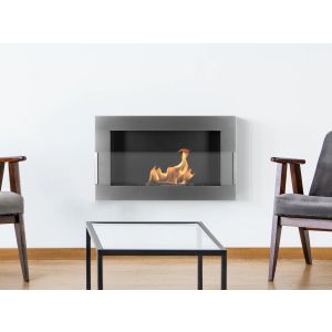 Lareira bioetanol inox 65x40 cm com vidro