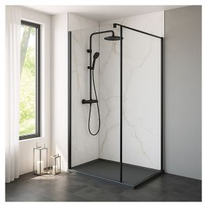 Ondee - kit  paneles murales esquina  mármol blanco 120cm perfil negro