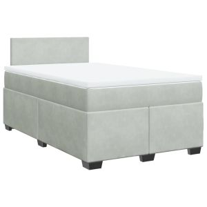 vidaXL cama box spring con colchón terciopelo gris claro 120x190 cm