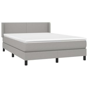 vidaXL cama box spring con colchón tela gris claro 140x200 cm