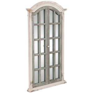 Espelho de parede de madeira branco e verde 73x7x122 cm