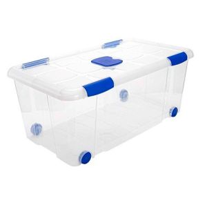 Caixa plástica transparente tradineur nº 7 com rodas, 61 l