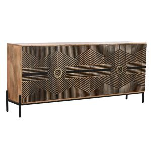 Aparador em madeira de mangueira, 180x40x80, entalhado em preto.