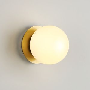 Aplique de parede – moderno com disco de metal dourado e esfera vidro
