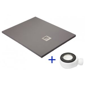 Base de duche de resina 70x180 cinza antiderrapante+valvula+grelha